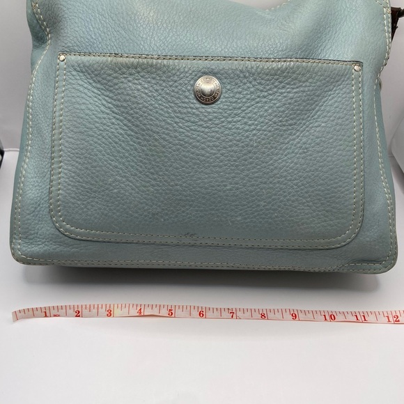 Coach Pebbled Leather Blue Hobo Shoulder Bag Turnlock - Picture 14 of 16